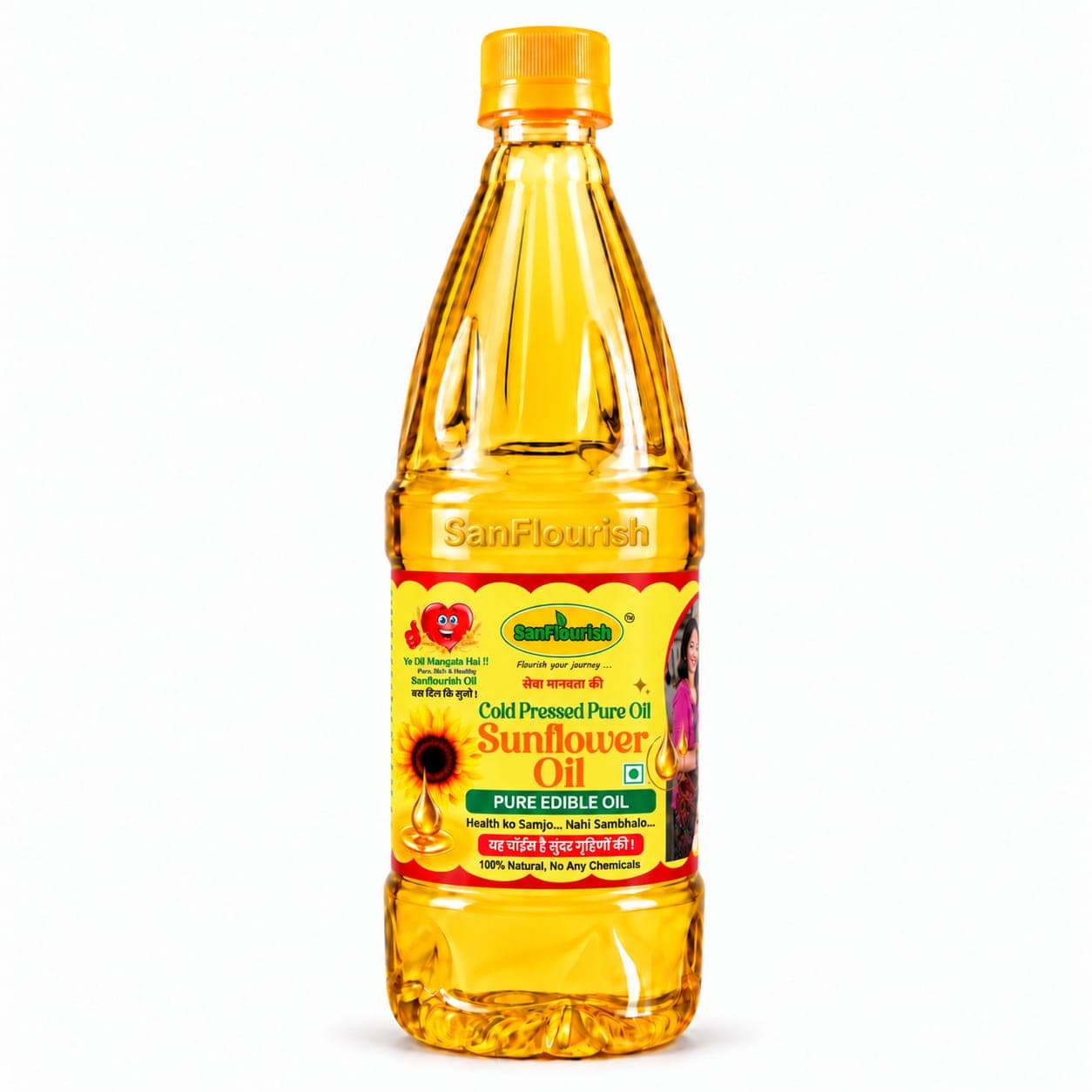 Sanflourish sunflower oil bottle, 1 L